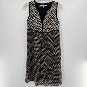 Max Studio Black and Cream Patterned Midi Dress